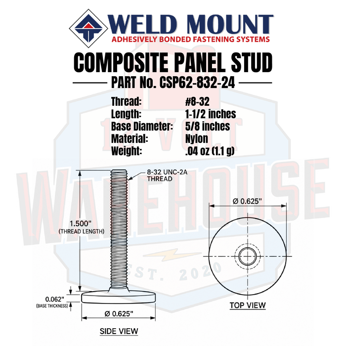Threaded Studs: #8-32 (Composite; 1-1/2 inch)